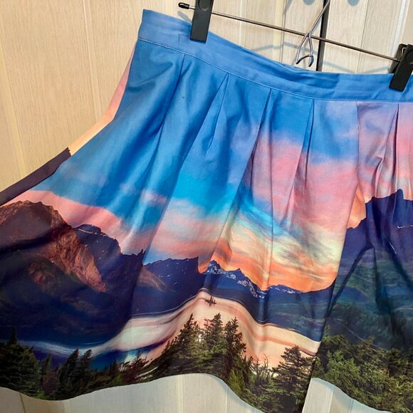 Mountain Sunset A-Line Skirt Discontinued ModCloth L - Picture 2 of 4